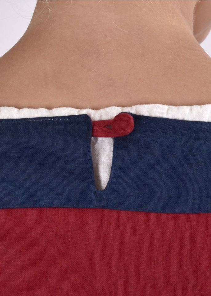 Robe médiévale Radegonde rouge-bleue – Image 5