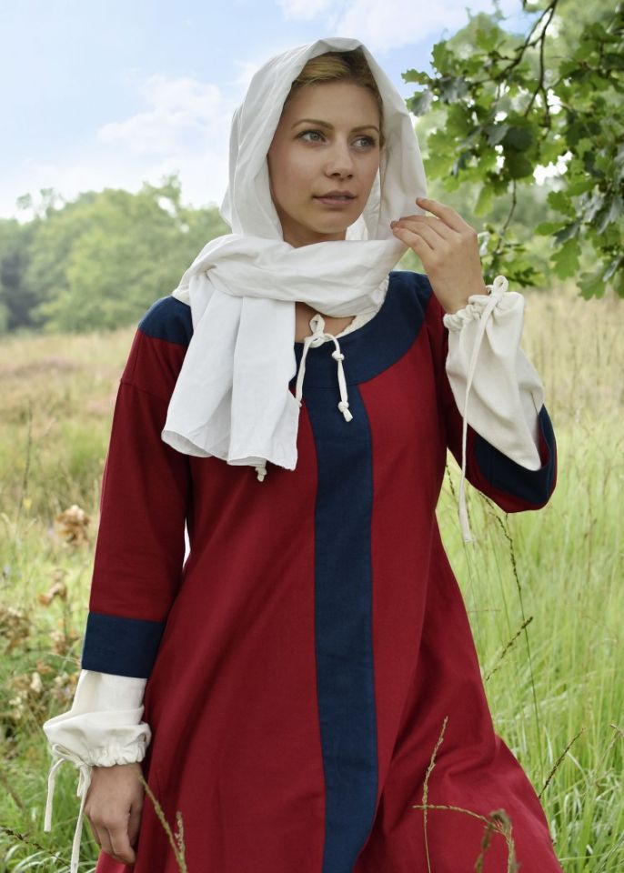 Robe médiévale Radegonde rouge-bleue – Image 2