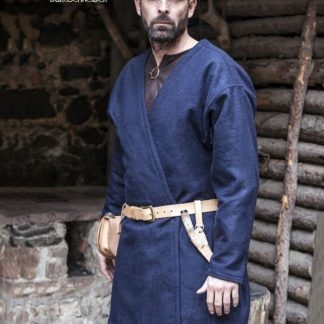 Veste viking croisée en laine, couleur bleue