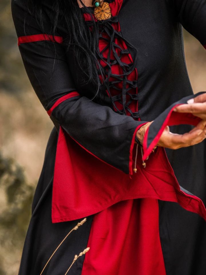 Robe à manches trompette noire/rouge – Image 5
