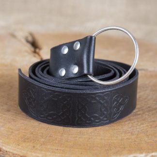 Ceinture en cuir noir gaufré