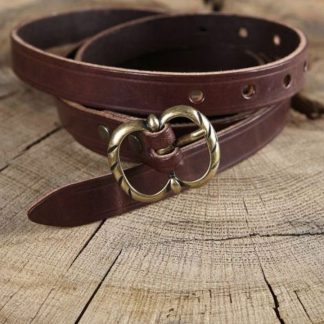 Longue ceinture médiévale à boucle double, marron