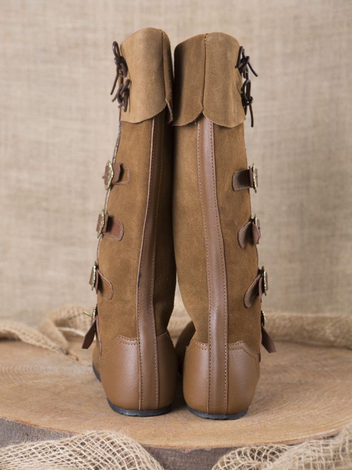 Bottes médiévales à boucles, marron – Image 4