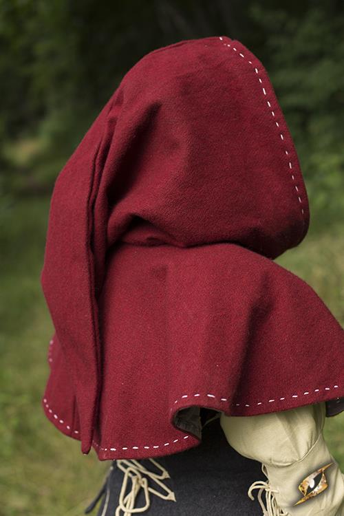 Capuchon en laine rouge avec surpiqures – Image 2