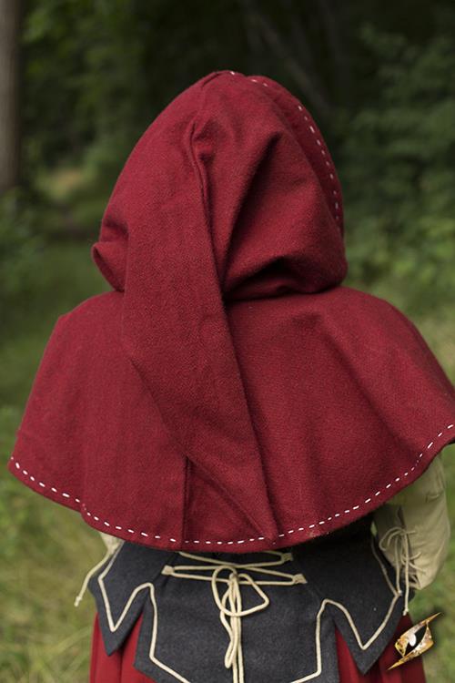 Capuchon en laine rouge avec surpiqures – Image 3