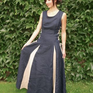 Robe en lin sans manches bleue