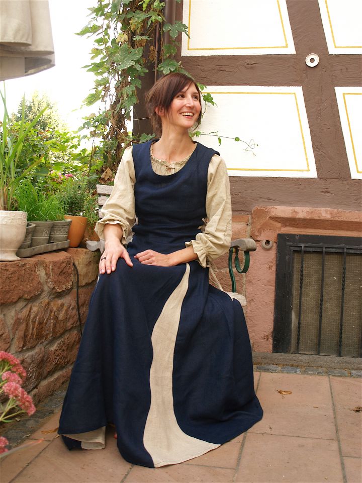 Robe en lin sans manches bleue – Image 3