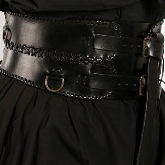 Ceinture corset en cuir, en noir