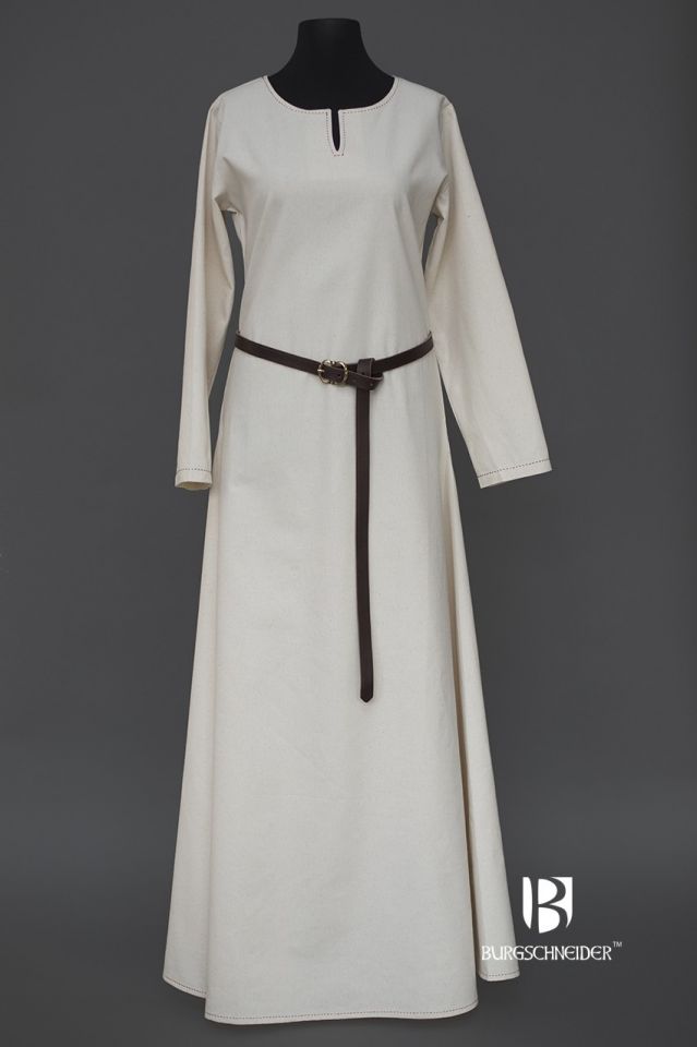 Robe en coton uni, surpiqure rouge – Image 4