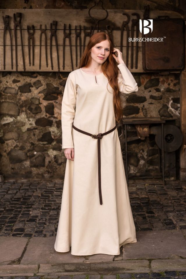Robe en coton uni, surpiqure rouge – Image 2