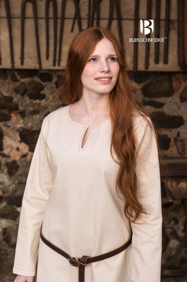 Robe en coton uni, surpiqure rouge – Image 3