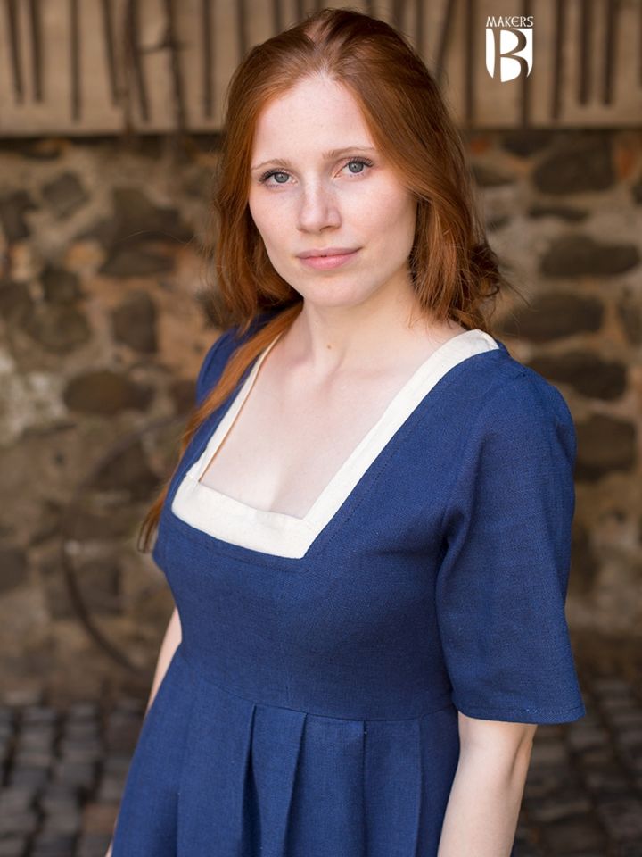 Robe encolure carrée, bleu – Image 3