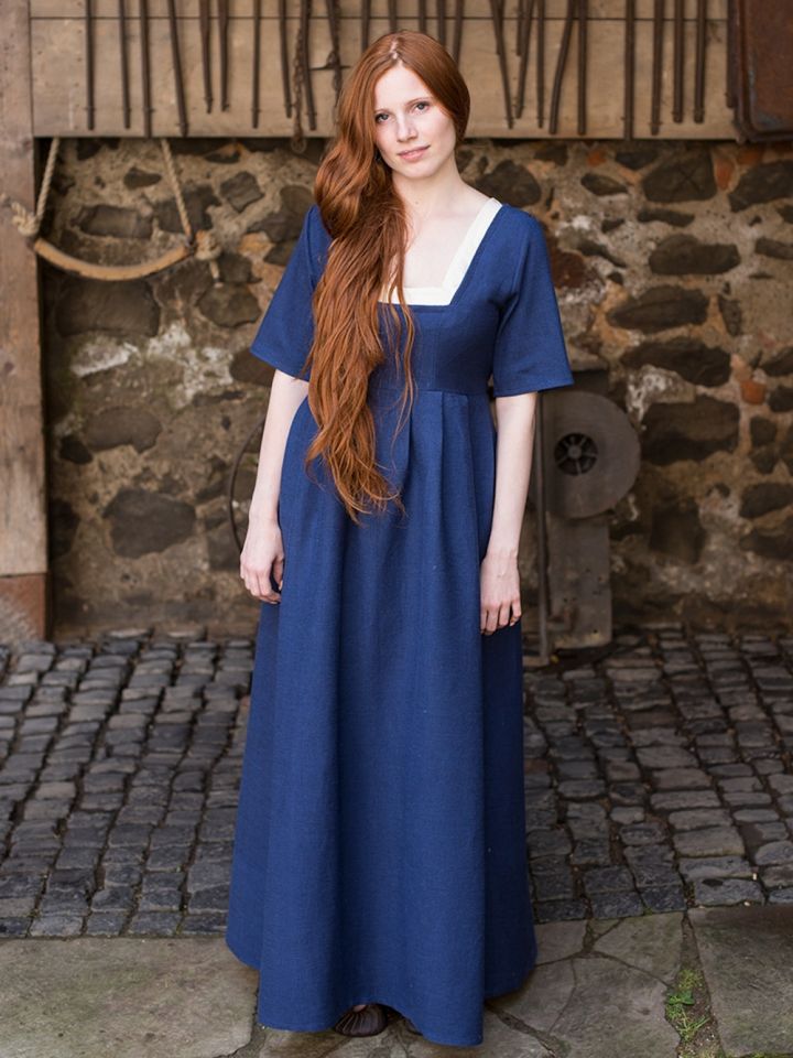 Robe encolure carrée, bleu – Image 4