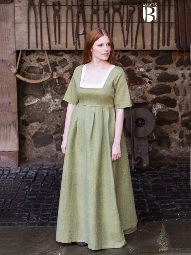 Robe à encolure carrée, en vert