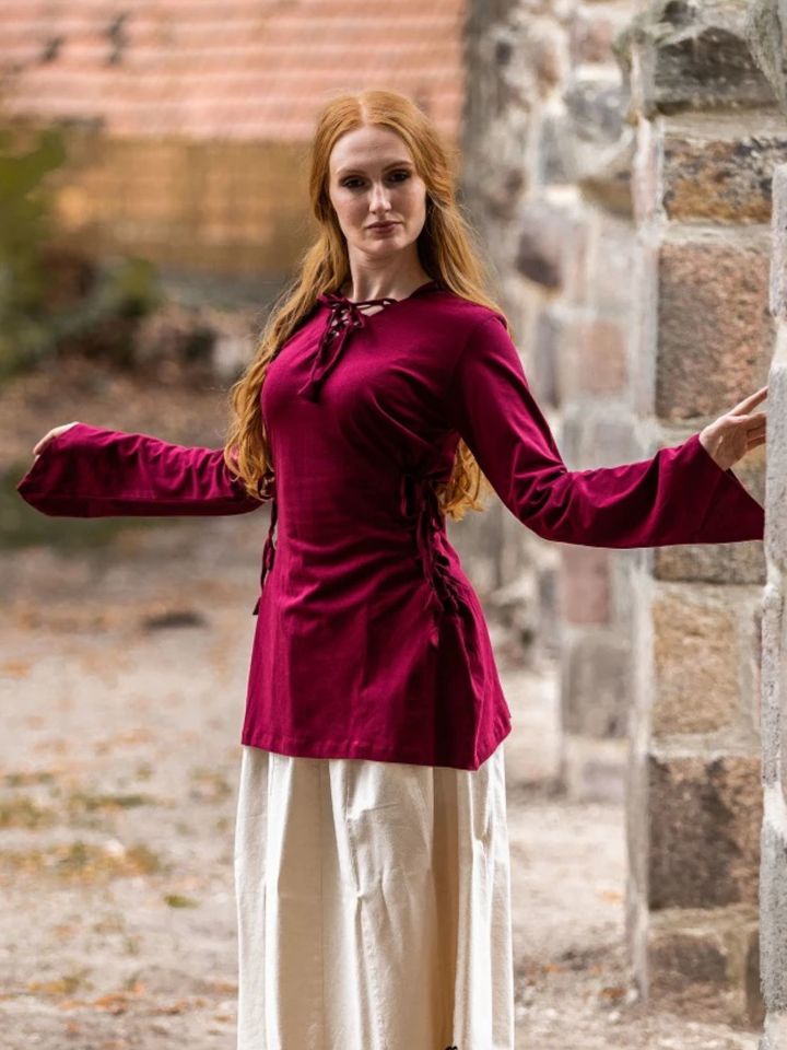 Blouse elfique Léa en bordeaux – Image 2