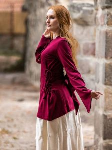 Blouse elfique Léa en bordeaux