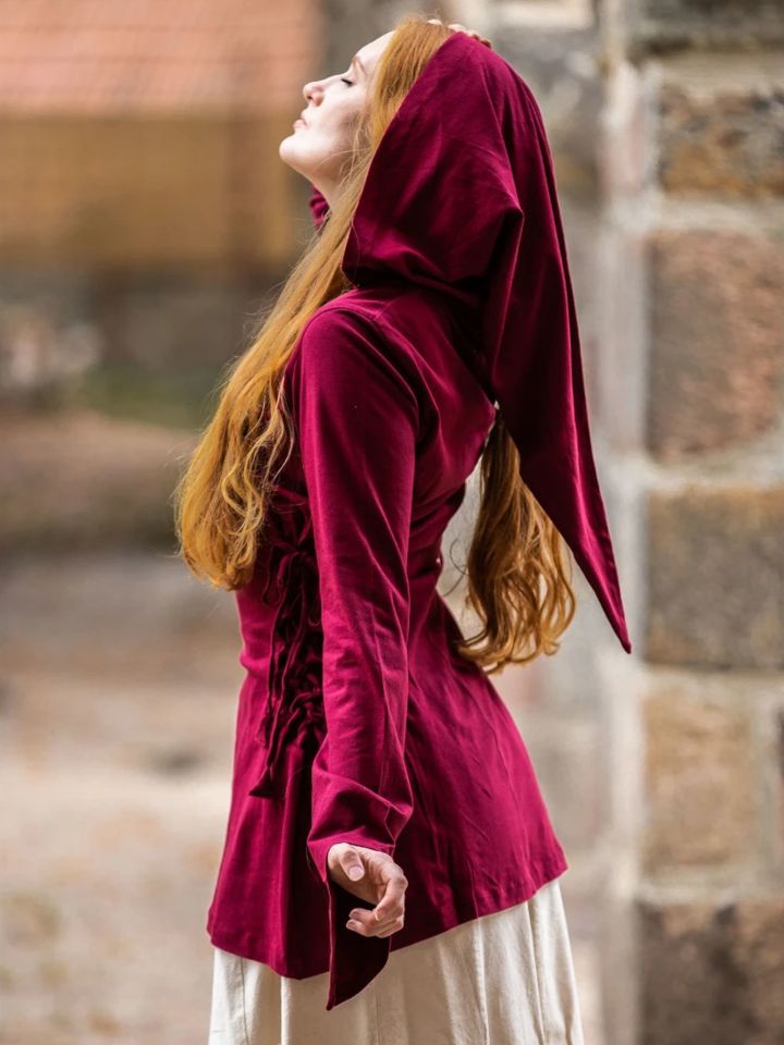 Blouse elfique Léa en bordeaux – Image 3