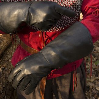 Gant de fauconnier en cuir noir - imitation