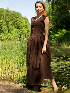 Robe légère à laçage, marron
