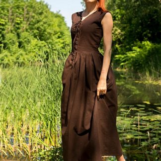 Robe légère à laçage, marron
