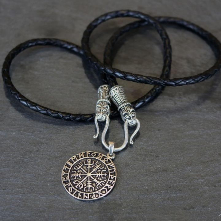 Collier viking en cuir "Mandermark" noir – Image 3