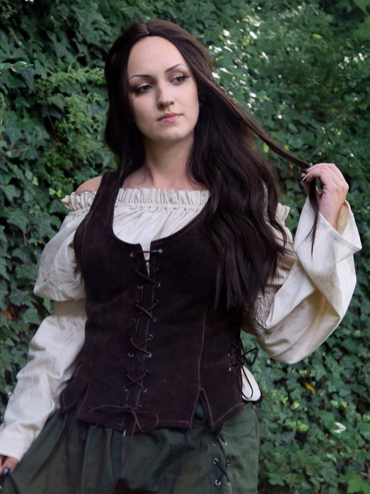 Corset en cuir Caty marron