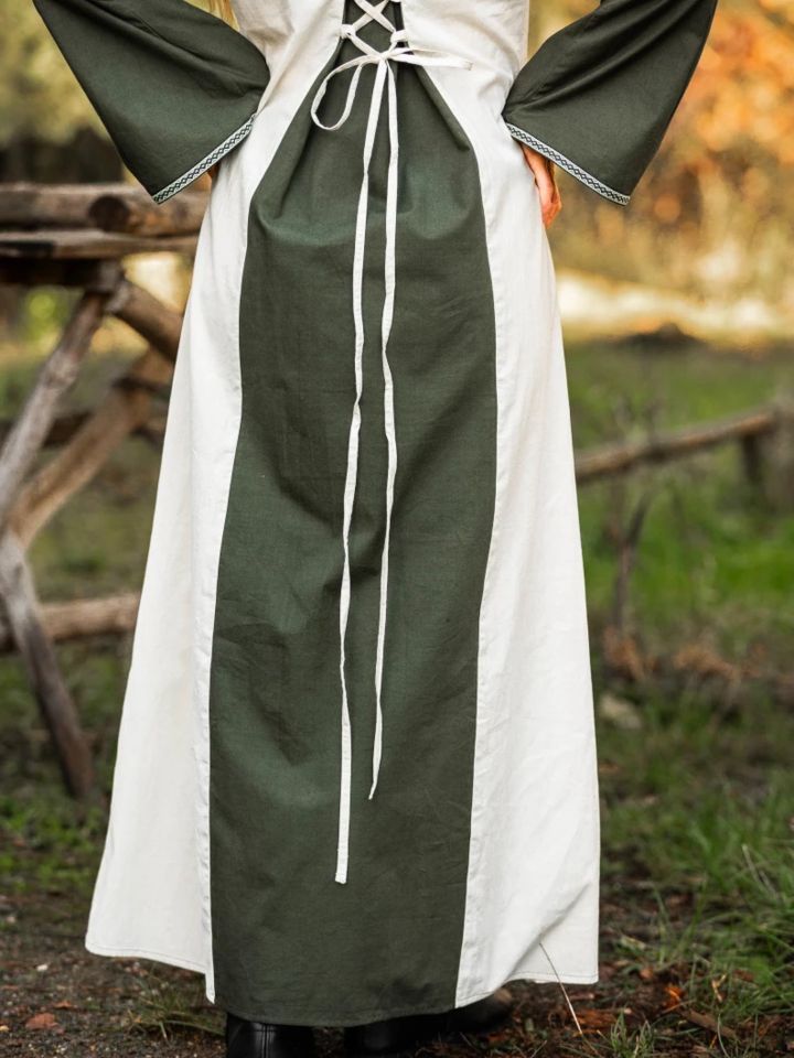 Robe médiévale Amalia écrue/verte – Image 5