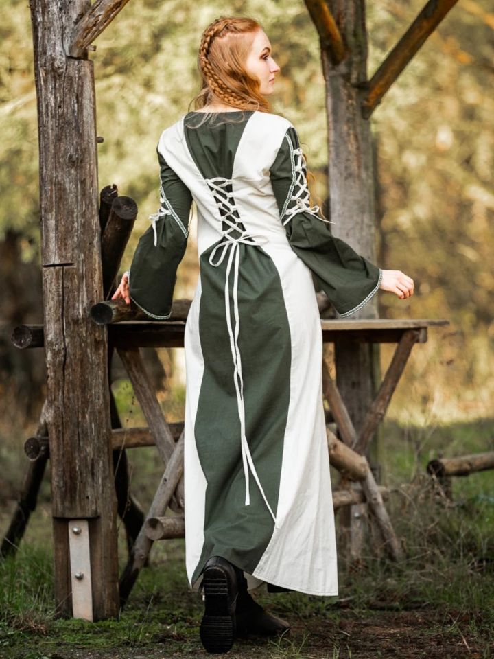 Robe médiévale Amalia écrue/verte – Image 2