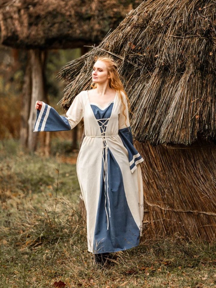 Robe médiévale Dorothea écrue/bleue – Image 2