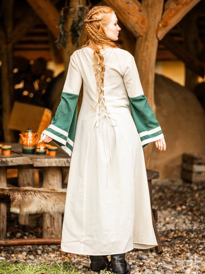 Robe médiévale Dorothea écrue/verte – Image 3