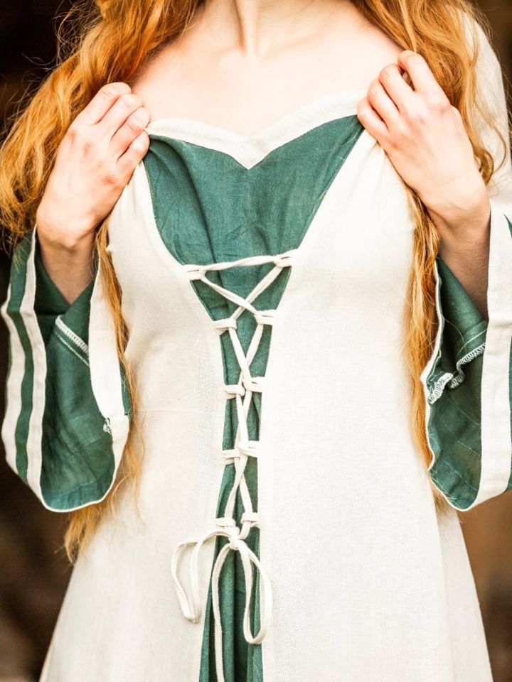 Robe médiévale Dorothea écrue/verte – Image 5