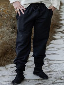 Pantalon médiéval avec cordon de serrage noir