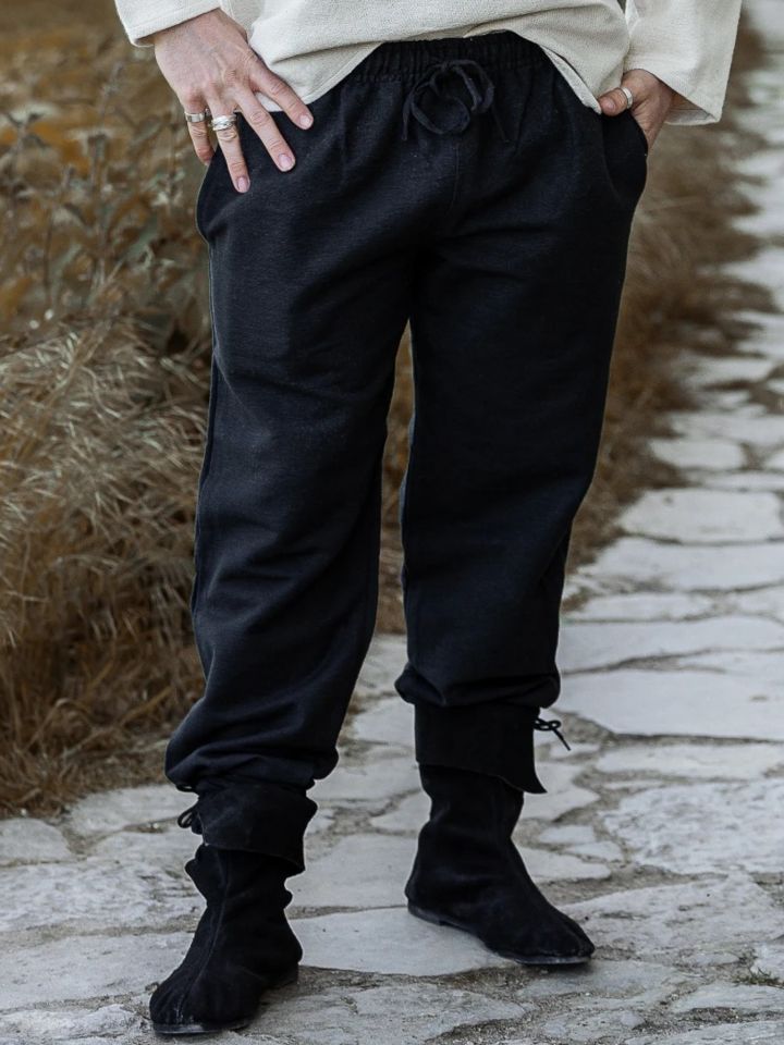 Pantalon médiéval avec cordon de serrage noir
