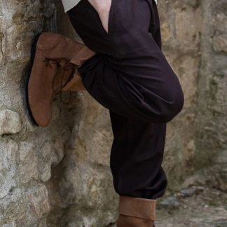 Pantalon à laçage en coton, marron foncé