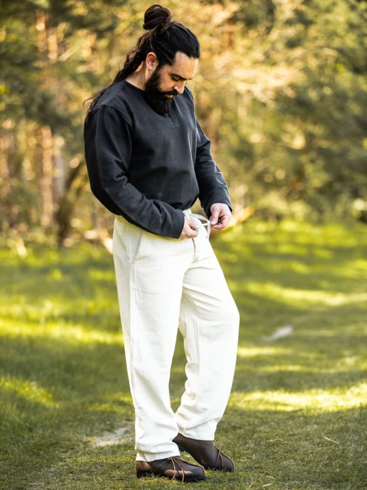 Pantalon à laçage en coton, blanc – Image 2