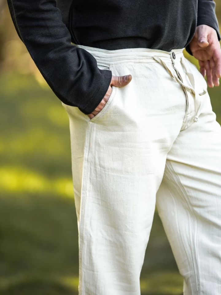 Pantalon à laçage en coton, blanc – Image 4