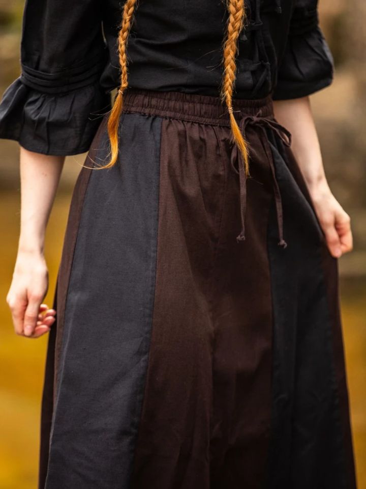Jupe médiévale bicolore noire et marron – Image 4