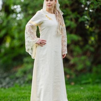 Robe médiévale Johanna en lin et dentelle