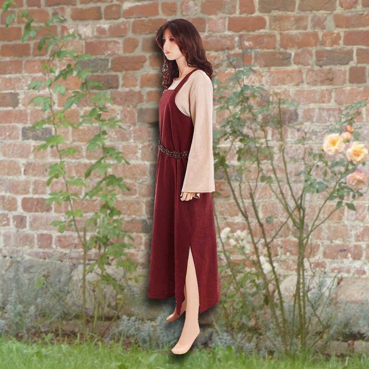 Ensemble robe médiévale rouge et blouse Othilie – Image 2