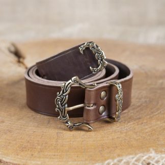 Ceinture viking en cuir marron