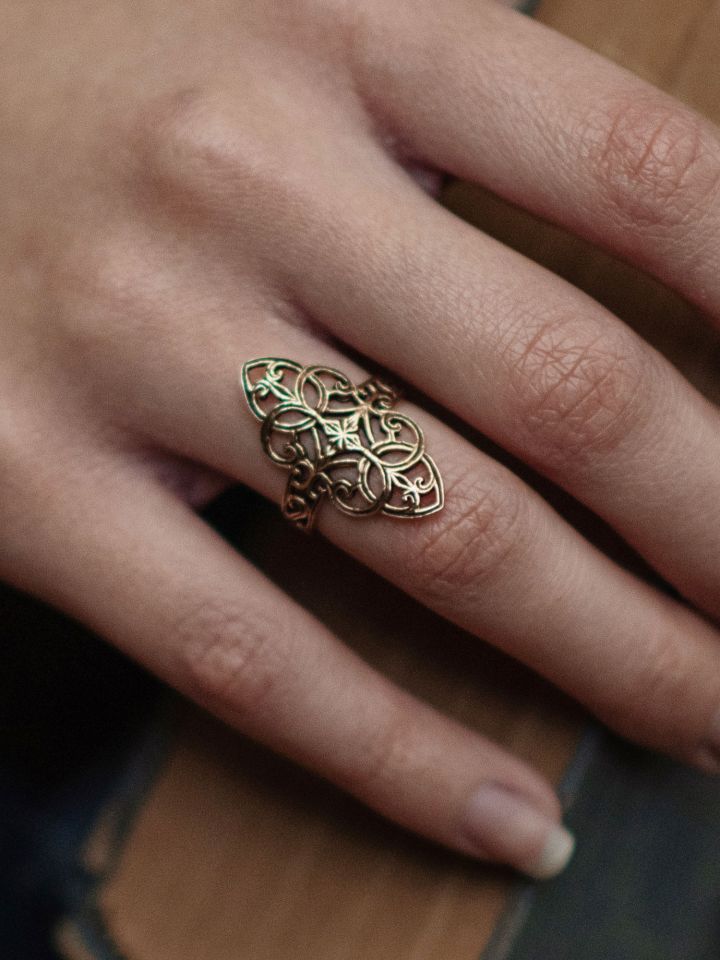 Bague en bronze ornements floraux – Image 3