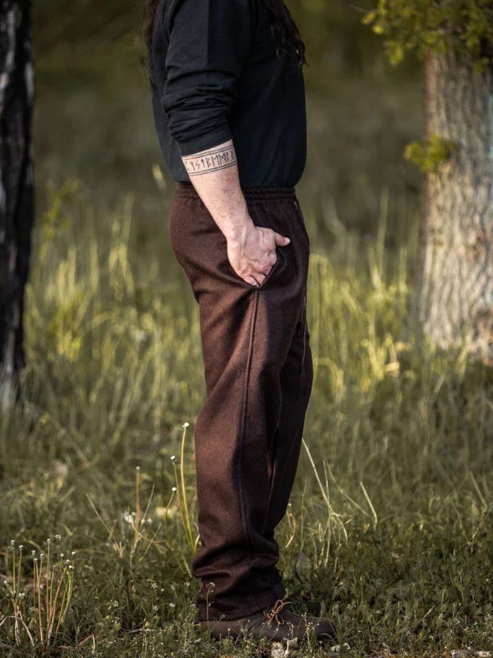 Pantalon médiéval en laine, marron – Image 2