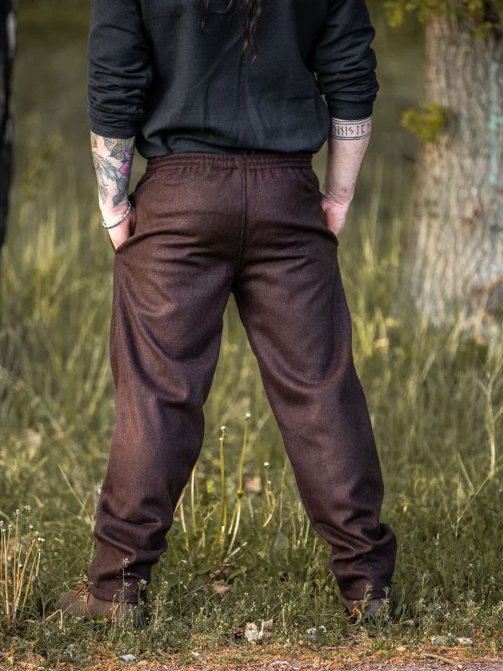 Pantalon médiéval en laine, marron – Image 3