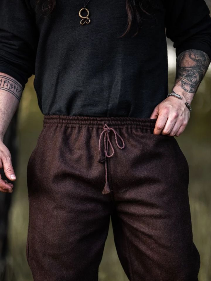 Pantalon médiéval en laine, marron – Image 4