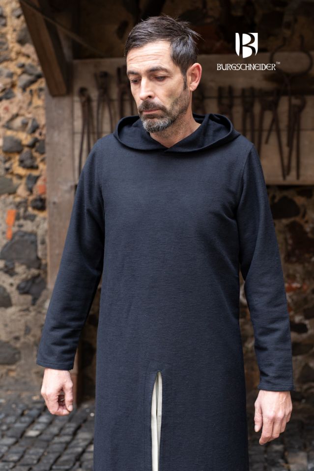 Longue tunique à capuche Renaud en noir – Image 3