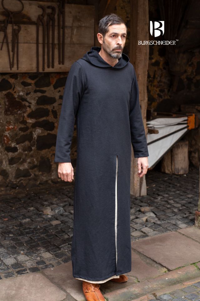 Longue tunique à capuche Renaud en noir – Image 2