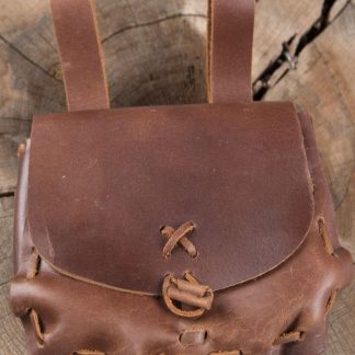Sac de ceinture fermoir bouton, marron