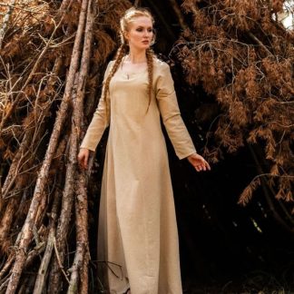 Robe médiévale simple en blanc-écru