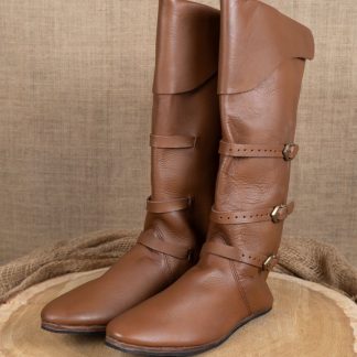 Bottes médiévales marron avec semelle en caoutchouc