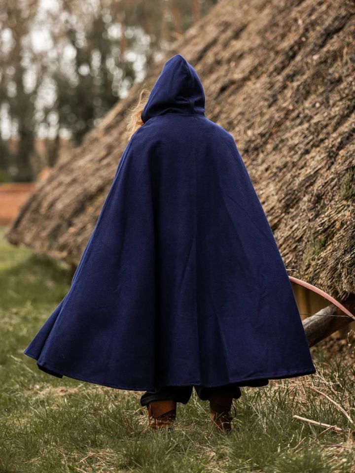 Cape unisexe en laine bleue – Image 5